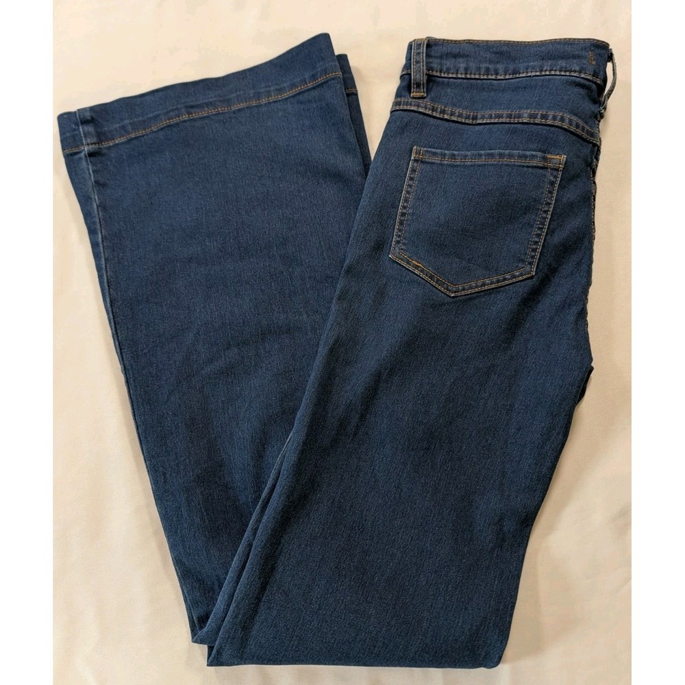 Free People Just Float On Flare Jeans W28 Dk Wash Stretch High Rise Bell Bottoms